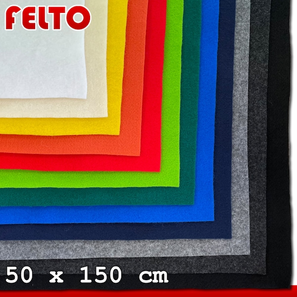 Felto 3 mm Textilfilz 50 x 150 cm Meterware | Bastelfilz Taschenfilz | 12 verschiedene Farben zur Auswahl