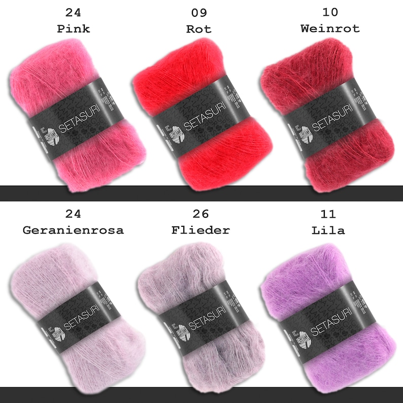 Lana Grossa 25 g Setasuri Wool Alpaca Silk Lace Yarn Fluffy Soft Crochet Knitting 45 Colors image 4