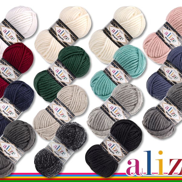 Alize 5 x 100g Superlana Megafil mega thick wool for crocheting and knitting Chunky Bulky 15 colors