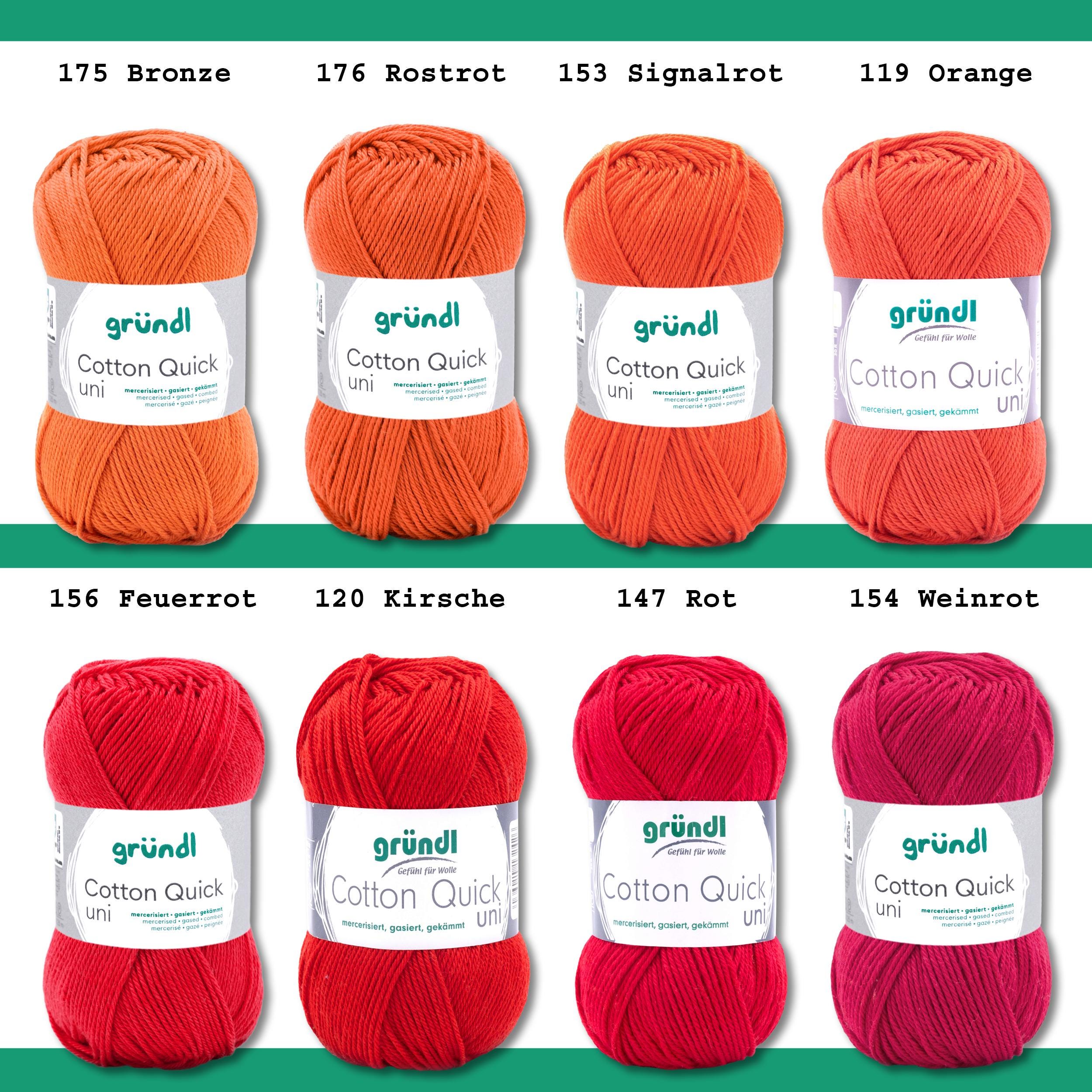 Gründl Cotton Quick Uni Breigaren, haakgaren, 10 bollen à 50 g (kleurrijk garen van 100% katoen, Oeko-Tex gecertificeerd, 50 g/125 m, naalddikte