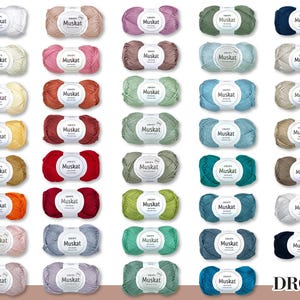 Drops 50 g Muskat Wool Yarn Knitting Crochet Cotton Mercerized Oeko-Tex Standard 100 Durable 39 Colors