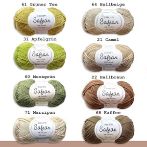 Gouttes 50 g de fil de coton safran pour bébé, fil d'été, fil de base Oeko-Tex Standard 100, crochet à tricoter, 43 couleurs image 6