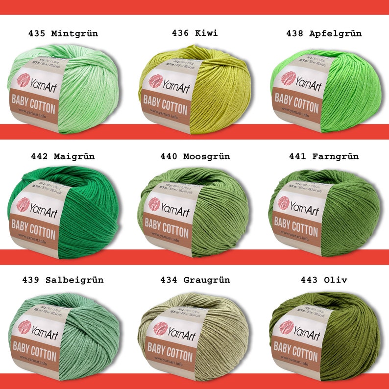 YarnArt 50 g Baby Cotton Wolle Garn Baumwolle Polyacryl Häkeln Stricken Babykleidung 55 Farben Bild 5