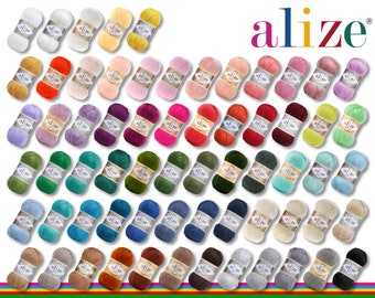 Alize 100 g Diva Wolle Garn Silk-Effekt Weich Häkeln Stricken 65 Farben