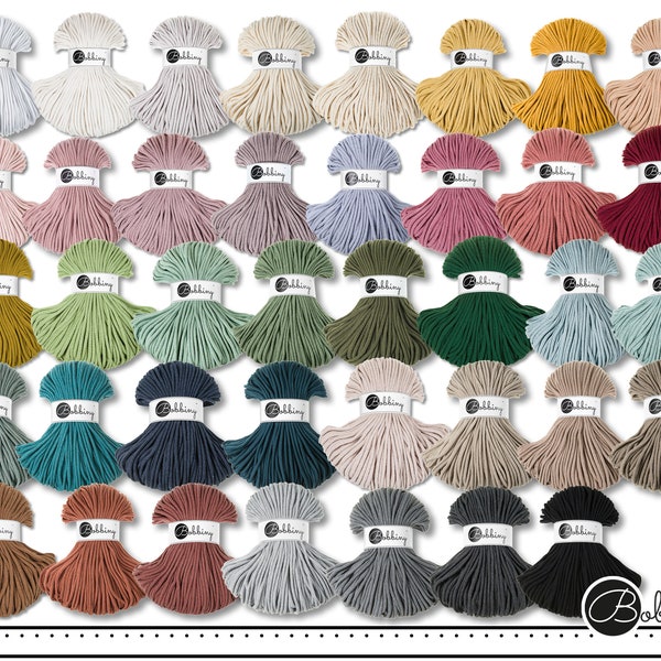Bobbiny 100 m cordon tressé premium Ø 5 mm fil textile crochet macramé 39 coloris