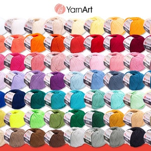 YarnArt 50 g Jeans Knitting Crochet Baby Wool Yarn Wool Cotton Pastel Colors 63 Colors