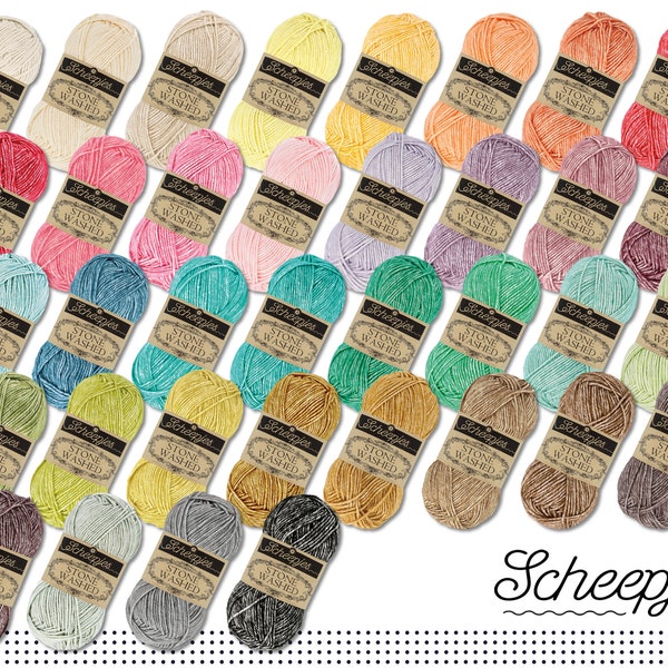 Scheepjes 50 g Stone Washed silky soft easy to care for cotton acrylic wool yarn 36 colors