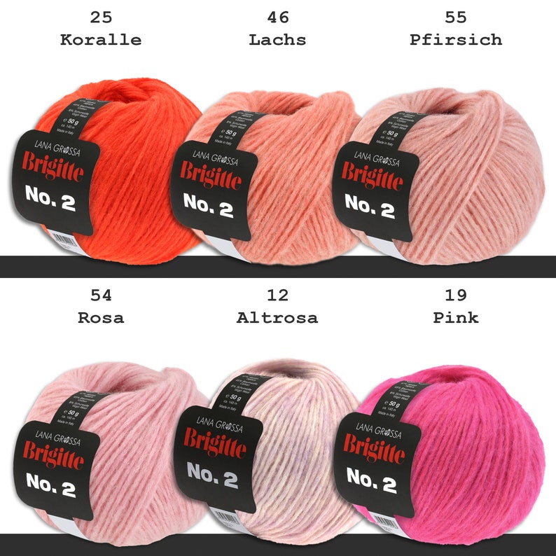 Lana Grossa 5 x 50 g Brigitte No. 2 net yarn wool made from alpaca and cotton 43 colors image 3