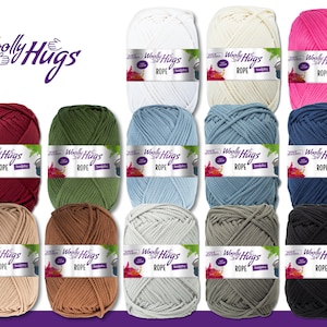Woolly Hugs 200 g Rope Polyester Textilgarn Wolle Tasche mit Anleitung 13 Farben Bild 1