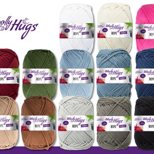 Woolly Hugs 200g Rope Polyester Textile Yarn Wool Bag With Instructions 13 Colours image 1