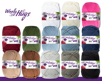 Woolly Hugs 200g Rope Polyester Textile Yarn Wool Bag With Instructions 13 Colours