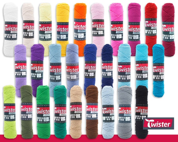 Twister 50 g Curly 8-fach Uni Baumwolle Topflappengarn Häkelgarn Schulgarn Stricken Wolle 28 Farben