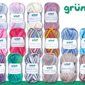 Gründl 50 g Cotton Quick Print Cotton Summer Wool Yarn Crochet Knitting 16 Colors