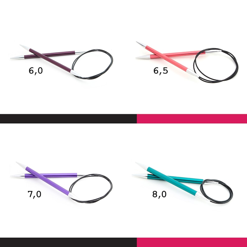 Aiguilles à Tricoter Circulaires Fixes KnitPro Zing - 22,5 Cm X 2,75 Mm, Aluminium, Joint Lisse - 10