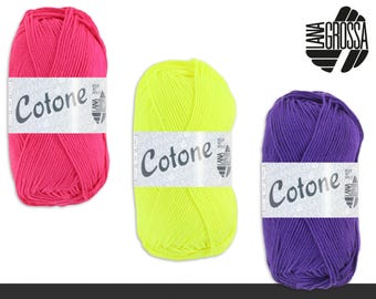 Lana Grossa 5 x 50 g Cotone Neon Cotton Knitting Crochet Basic Yarn Summer Yarn Wool Yarn 6 Colors