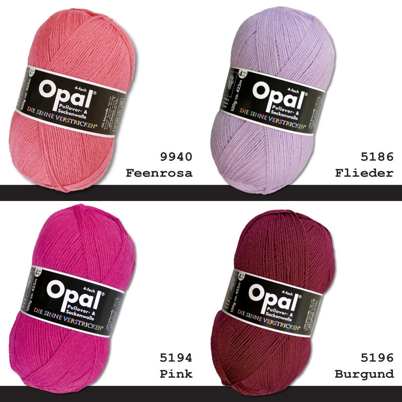 Opal 100 g plain 4-ply sock yarn, felt-free, machine washable, knitting, crocheting yarn, 35 colors image 3