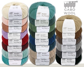 Gabo Wool 6 x 50 g Baby Alpaca 100% Baby Alpaca Laine à tricoter 22 couleurs