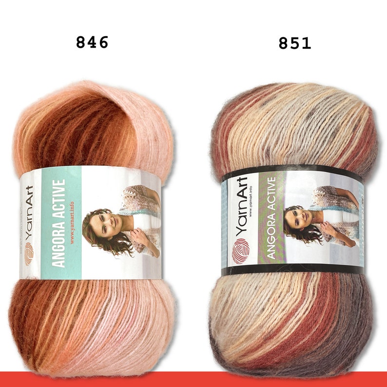 YarnArt 100 g Angora Active Knitting Filato di lana all'uncinetto Mohair sfumato 14 colori immagine 4