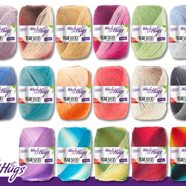 Woolly Hugs 100 g Year Socks Sockenwolle Sockengarn Farbverlauf 17 Farben
