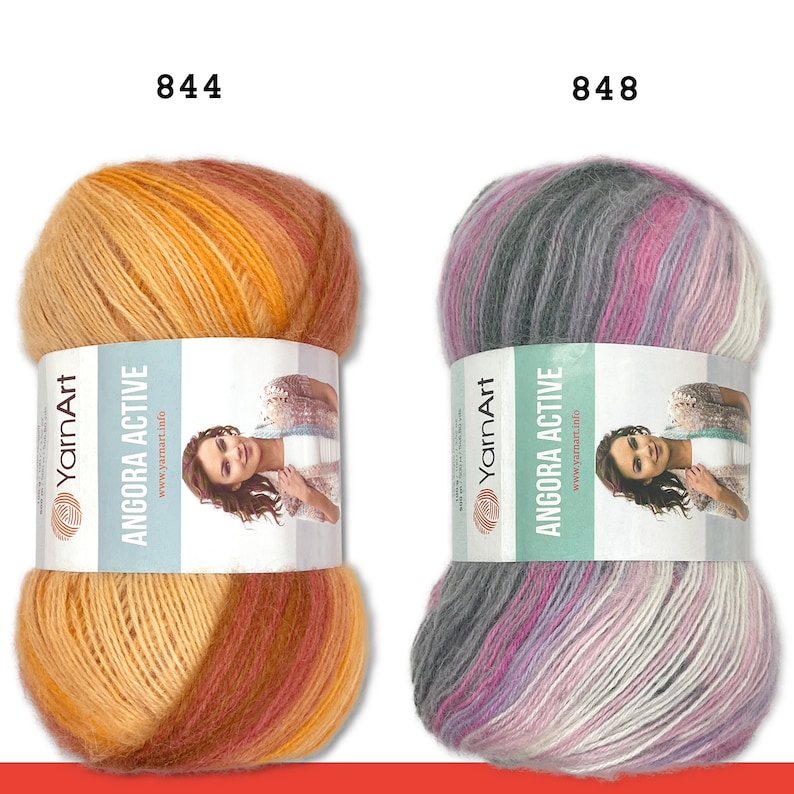 YarnArt 100 g Angora Active Knitting Filato di lana all'uncinetto Mohair sfumato 14 colori immagine 5