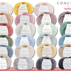 Concept by Katia 50 g Cotton-Merino Chain Yarn Wool Crochet Knitting 23 Colors