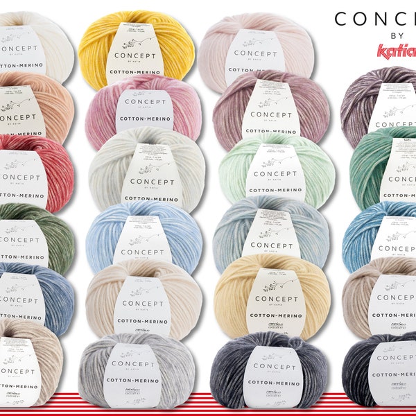 Concept by Katia 50 g Cotton-Merino fil chaîne laine crochet tricot 23 couleurs