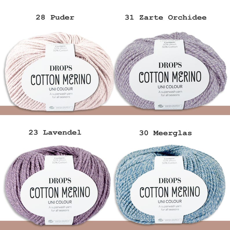 Drops 50g Cotton Merino Cotton Öko-Tex Virgin Wool Superwash Wool Yarn Knitting Crochet image 6
