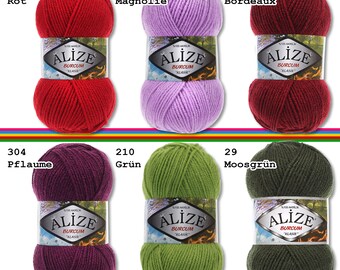 Lana Alize 39 Colores Ovillo De Hilo Acrílico Alize Burcum Klasik - 100g, 210m, 39 Colores, Ideal Para Crochet Y Punto Lana Acrílica Alize Burcum Klasik