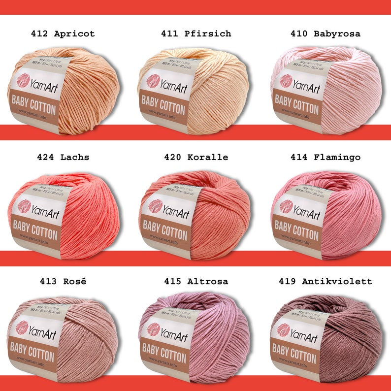 YarnArt 50 g Baby Cotton Wolle Garn Baumwolle Polyacryl Häkeln Stricken Babykleidung 55 Farben Bild 3