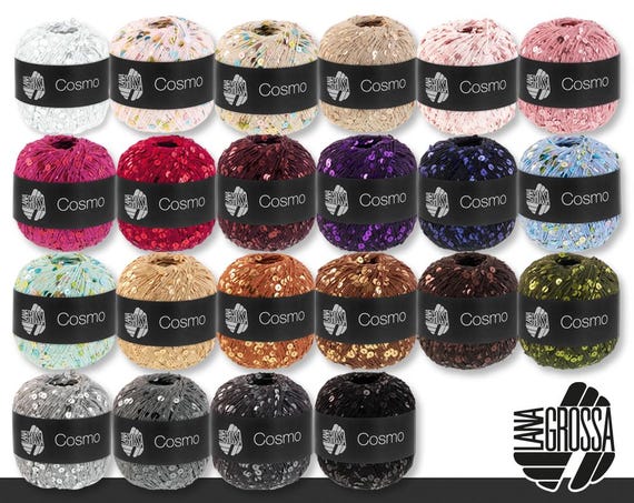 Lana Grossa 5 X 100 G Cosmo Sequin Yarn, Glitter Yarn, Effect Yarn