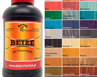 Bartek 450 ml Beits Waterbeits Houtbeits Meubel timmervlek 30 kleuren om uit te kiezen