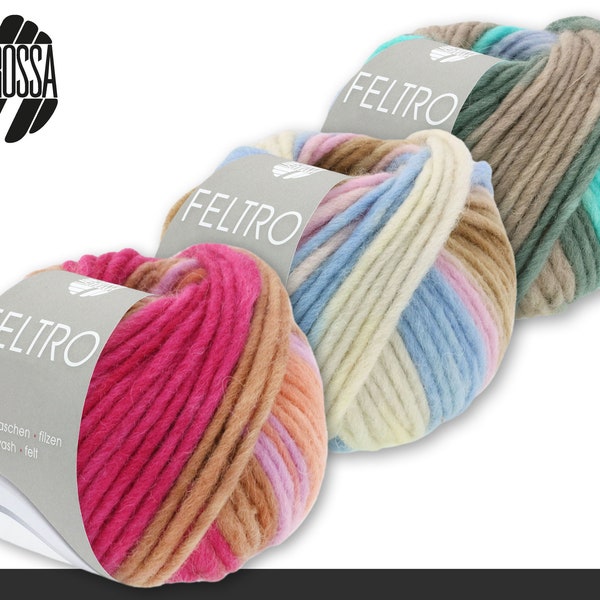 Lana Grossa 50 g Feltro Line Felt Wool Virgin Wool Felt Shoes 3 Couleurs