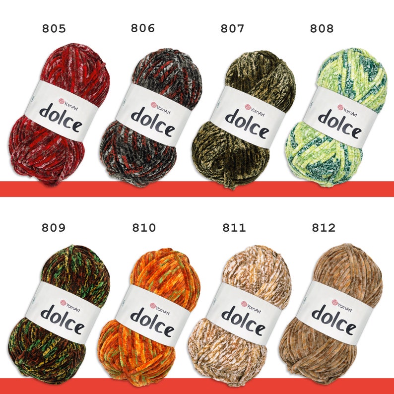 YarnArt 100 g Dolce Chenille laine fil à tricoter Crochet Amigurumi moelleux velouté 64 couleurs image 9