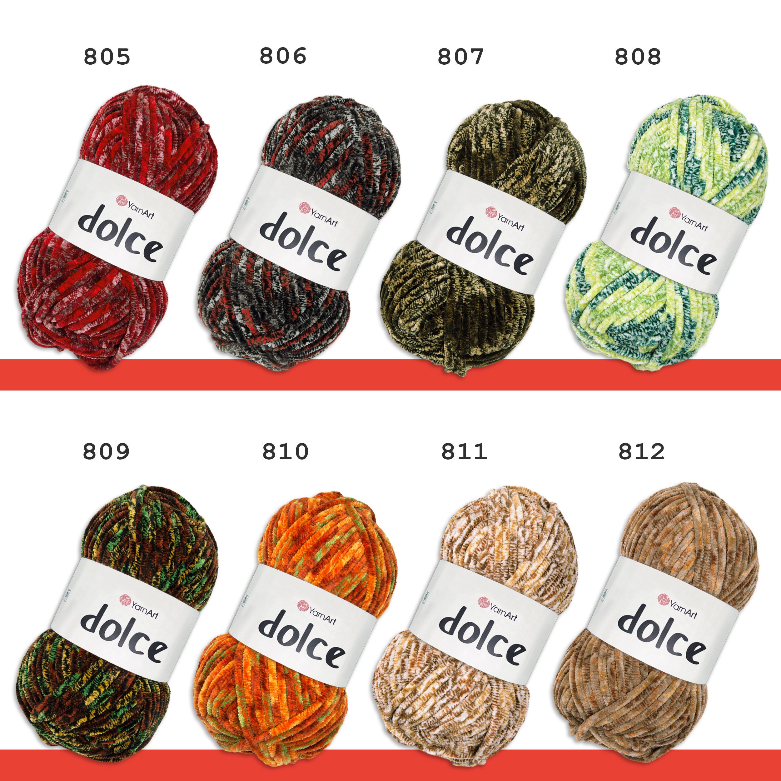 Yarnart 100g Dolce Chenille Wool Yarn Knitting Crochet Amigurumi
