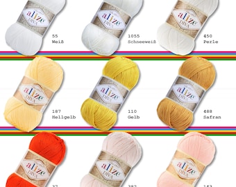 Alize Diva Häkelgarn – 100% Mikrofaser-Acryl, Seidiger Effekt, 2 Knäuel à 100 G, 760 M