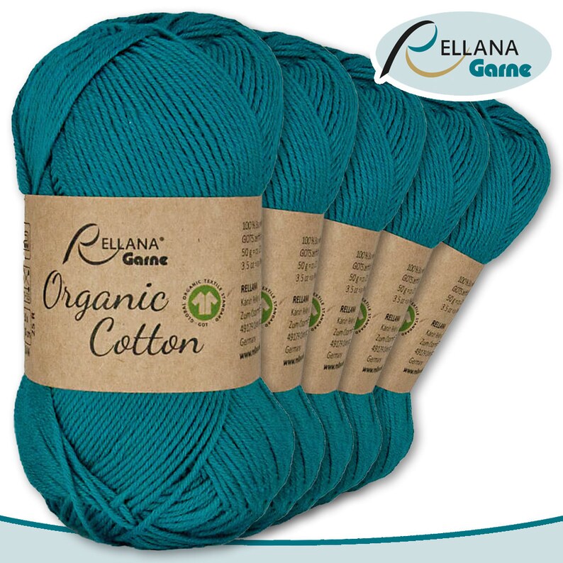 13 Rellana 5 x 50 g Organic Cotton 100/% Eco Cotton Handmade KnitTing Crochet Amigurumi