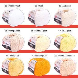 YarnArt 50 g Jeans Breien Gehaakte Babywol Garen Wol Katoen Pastelkleuren 63 Kleuren afbeelding 2