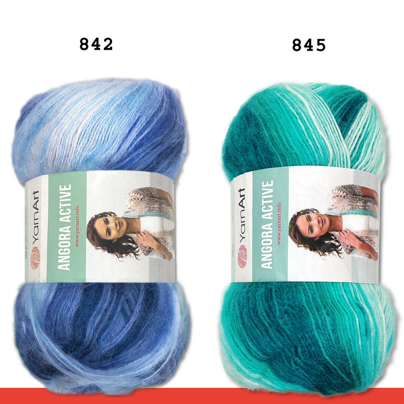 YarnArt 100 g Angora Active Knitting Filato di lana all'uncinetto Mohair sfumato 14 colori immagine 2