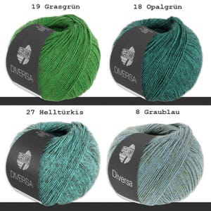 Lana Grossa 50 g Diversa Wool Yarn Knitting Crochet Cotton Blend Yarn Mélange Effect 22 Colors image 5