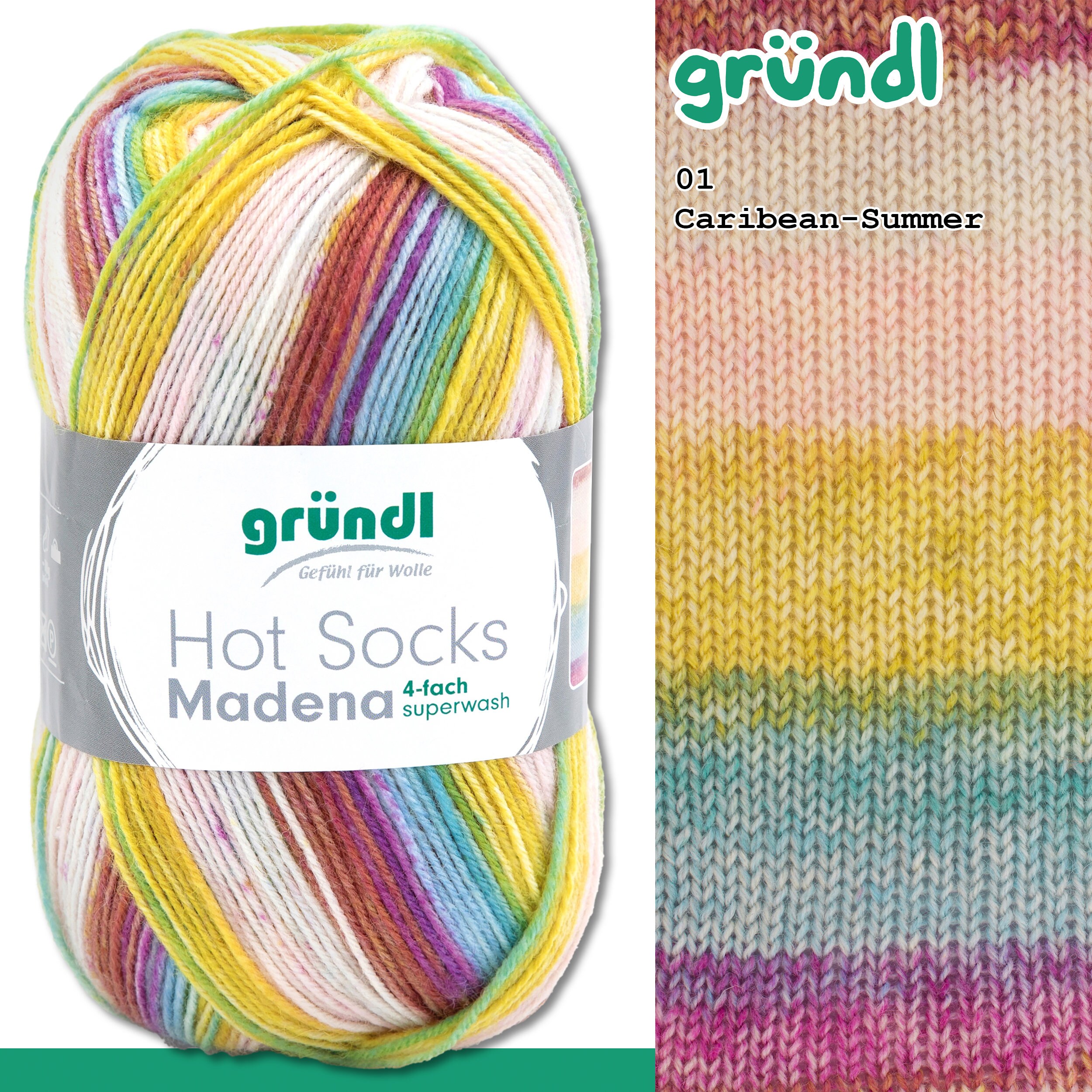 Gründl 100g Hot Socks Madena 4-ply Sock Yarn, Gradient Yarn