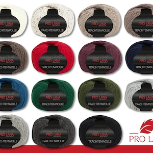 Pro Lana 5 x 100 g Traditional Wool Knitting Crochet Yarn Wool soft easy-care 15 Colors