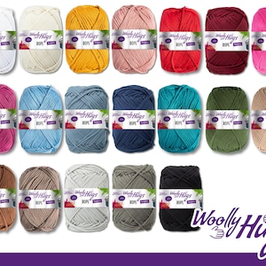Woolly Hugs 200 g Rope Polyester Textilgarn Wolle Tasche mit Anleitung 19 Farben