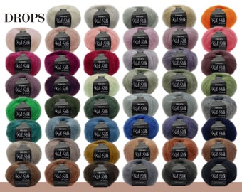 Drops 25 g Kid-Silk Mohair & Seide Lacegarn Beilaufgarn Flauschig 47 Farben