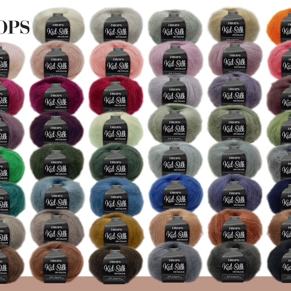 Drops 25 g Kid-Silk Mohair & Silk Lace Yarn Cord Fluffy 47 Couleurs