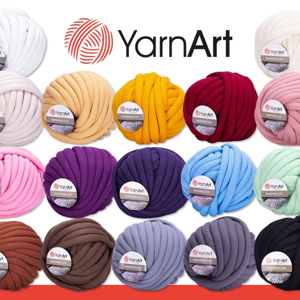 YarnArt 750 g Guimauve Laine à tricoter à la main Jumbo Fil de laine à tricoter au crochet Tapis Couvertures Coussins Paniers 17 couleurs