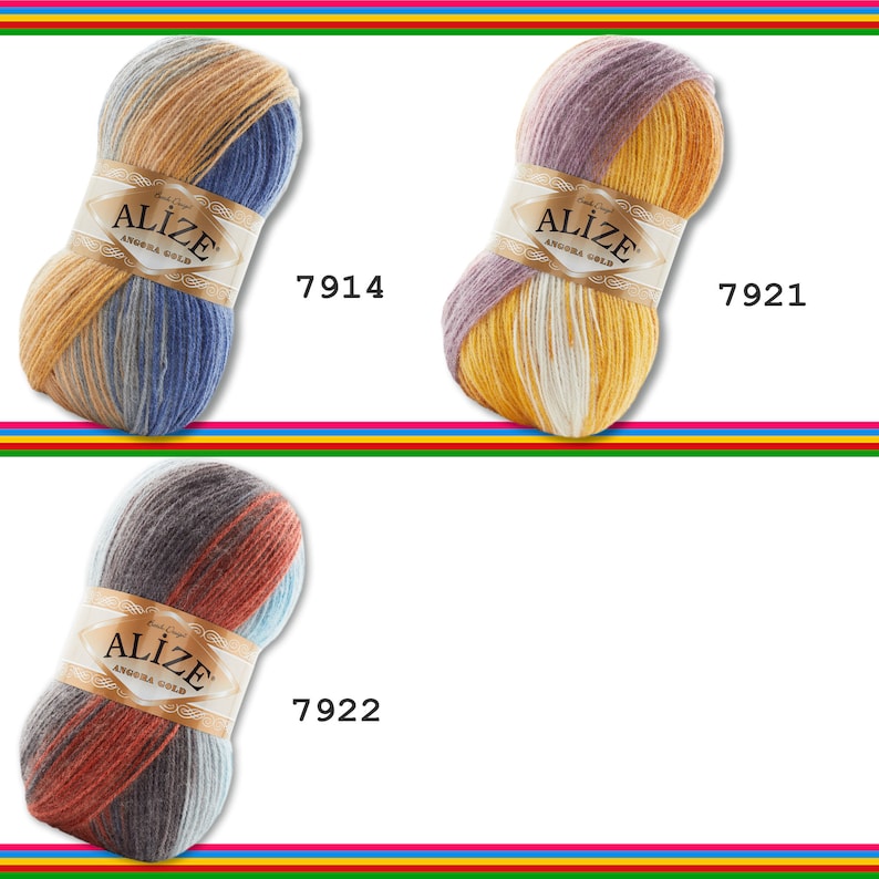 Alize 5 X 100 G Angora Gold Batik Gradient Yarn Knitting Crochet ...