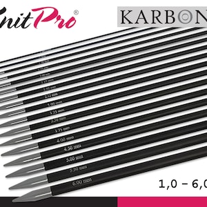Aiguilles à tricoter pour chaussettes KnitPro Karbonz 2 longueurs 15 cm 20 cm Ensemble d'aiguilles à tricoter en fibre de carbone 17 tailles