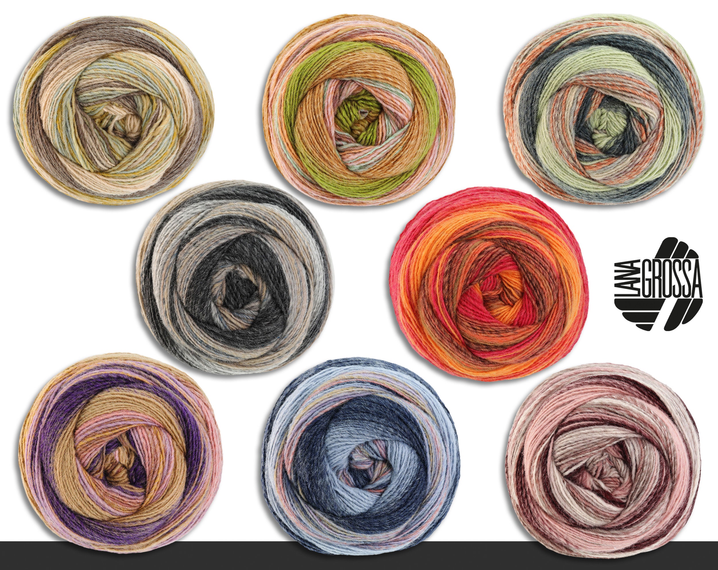 Lana Grossa 200 G Gomitolo Dipinto Wool Knitting Wick Yarn Color Gradient  Dégradé Jacquard Pattern Mix Virgin Wool 8 Colors 