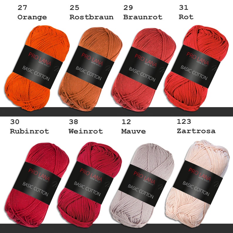 Pro Lana 50 g Basic Cotton Stricken Häkeln Baumwolle mercerisiert Öko-Tex-zertifiziert Wolle Basic-Garn 62 Farben Bild 3