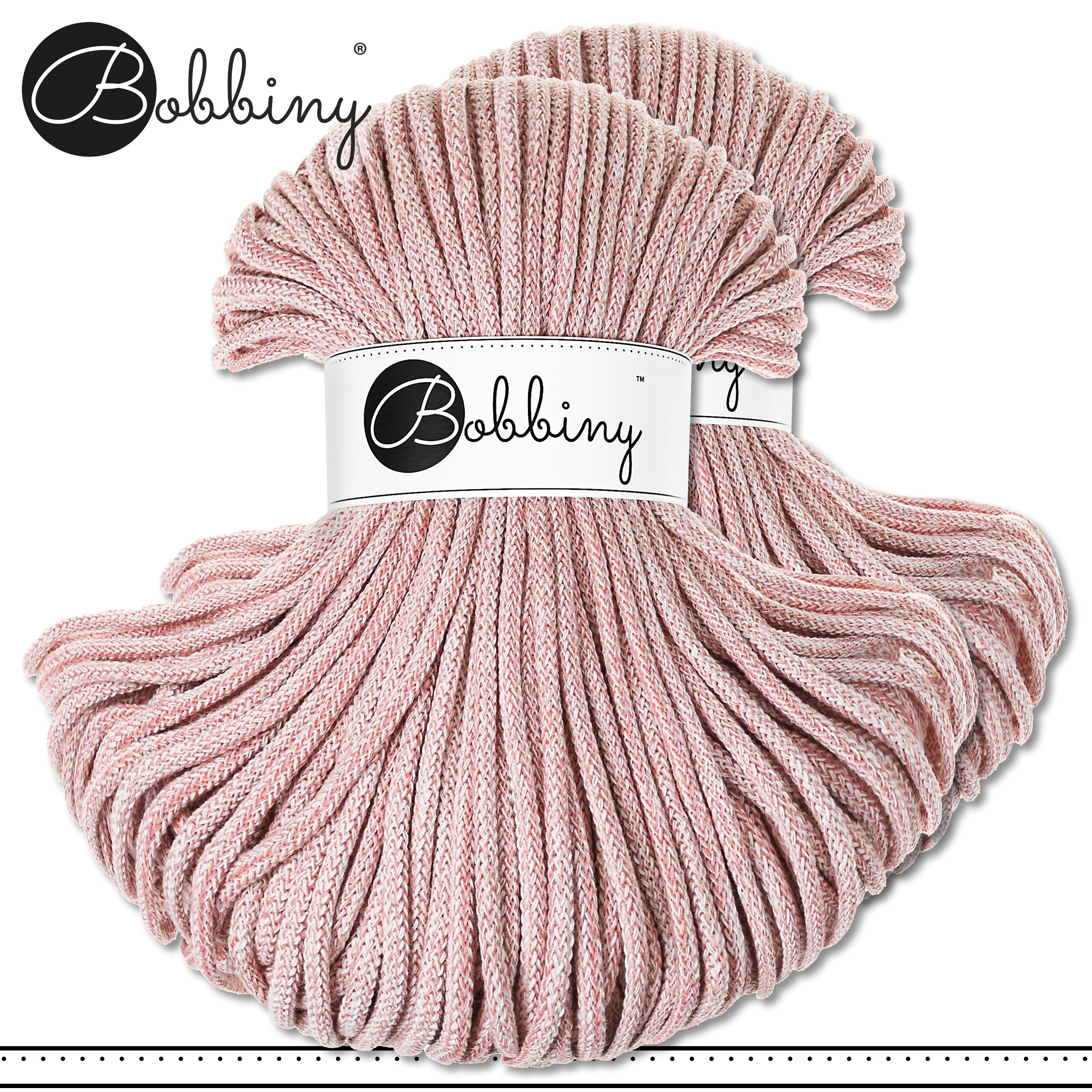 Strawberry Bobbiny 2 x 100 m braided cord 9 mm Sewing Crafts Hobby PREMIUM